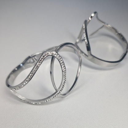 Silver Wave Crystal Bangle