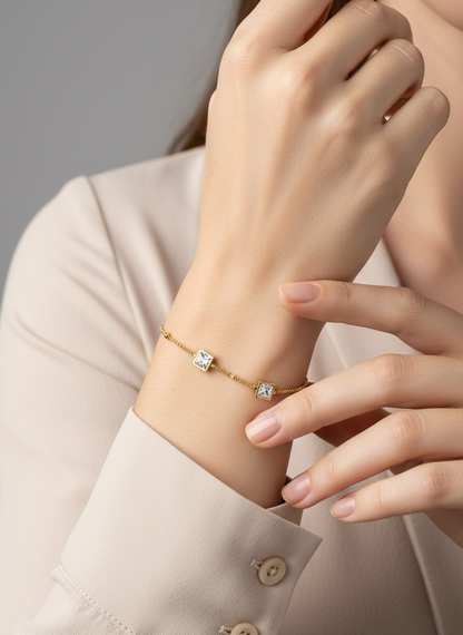 Golden Trio Princess-Cut Bracelet