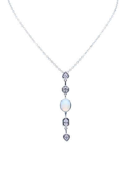 Silver Multi-Stone Drop Necklace