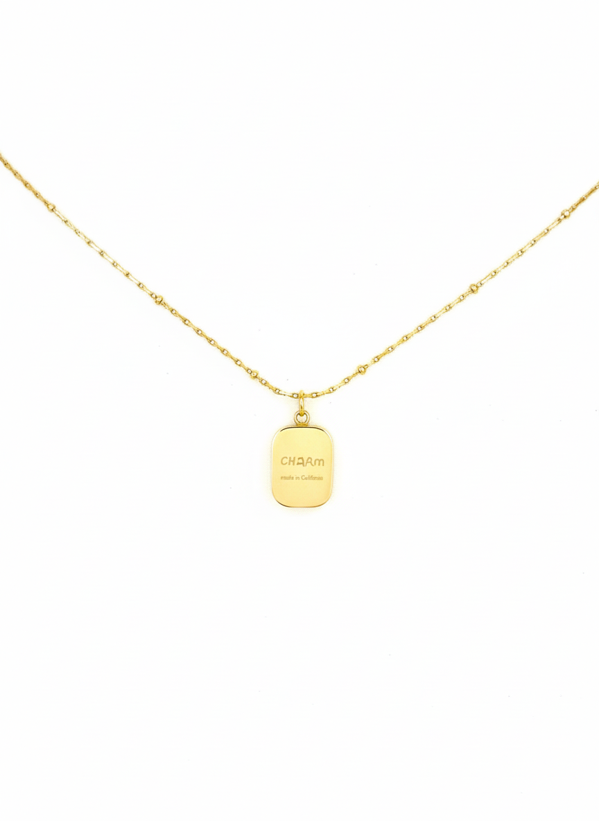 Golden Charm Tag Necklace