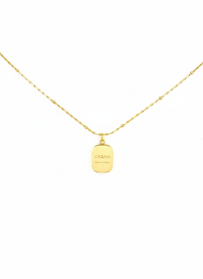 Golden Charm Tag Necklace
