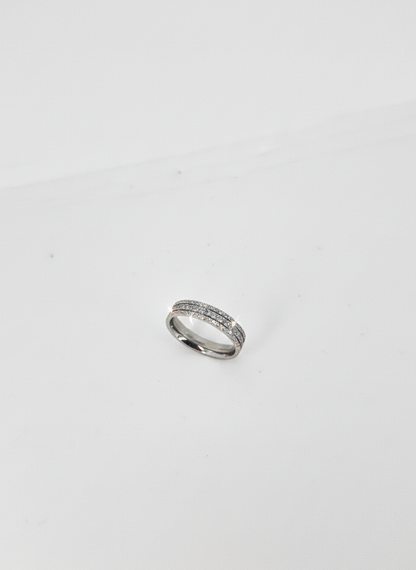 Triple Pavé Band Ring – Silver