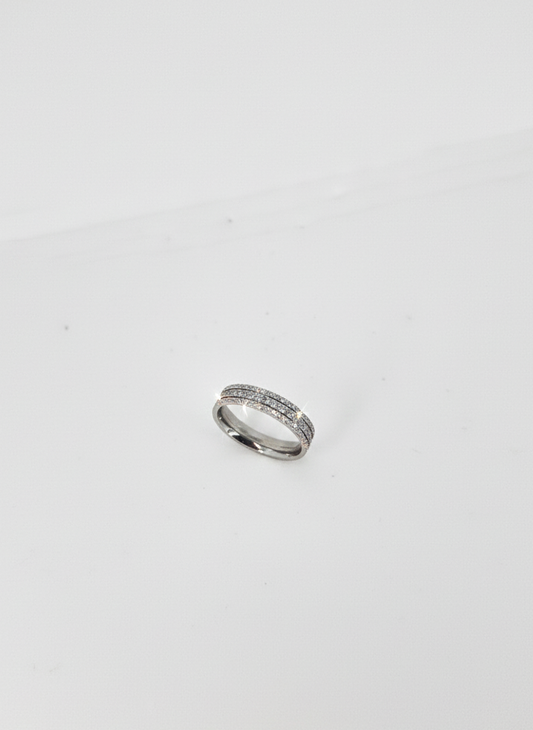 Triple Pavé Band Ring – Silver