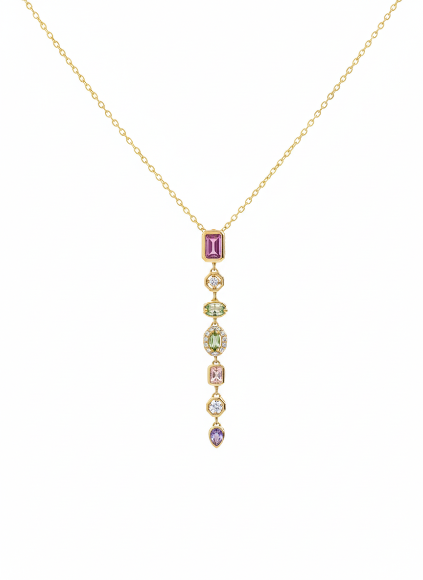 Multi-Stone Vertical Drop Necklace