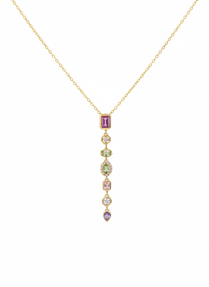 Multi-Stone Vertical Drop Necklace