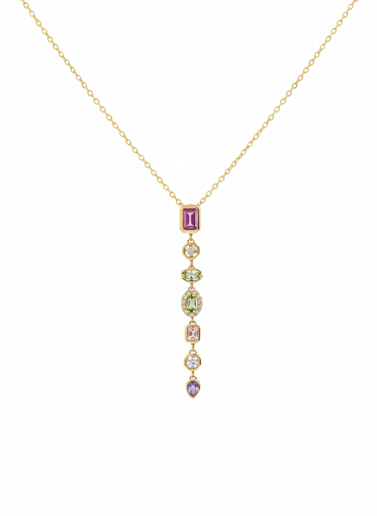 Multi-Stone Vertical Drop Necklace