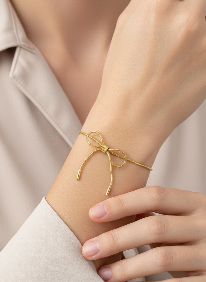 Golden Bow Charm Bracelet