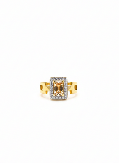 Rectangular Crystal Chain-Link Ring