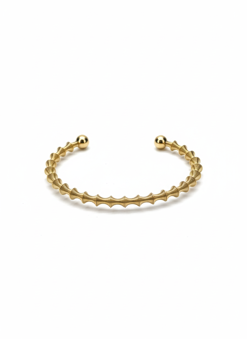 Gold Textured Coil Cuff Bracelet