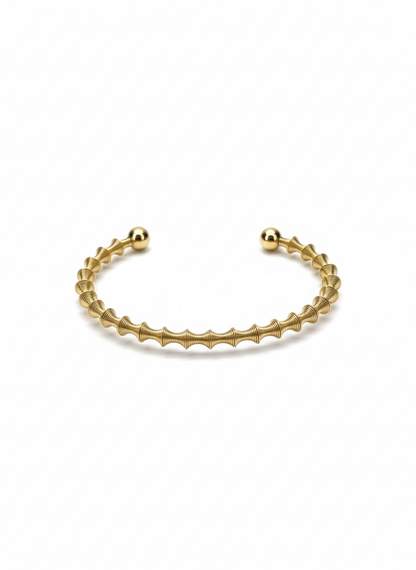 Gold Textured Coil Cuff Bracelet