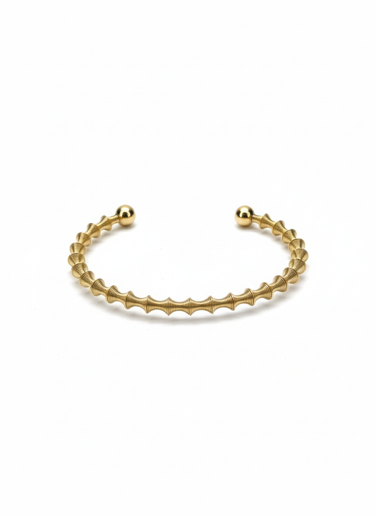 Gold Textured Coil Cuff Bracelet