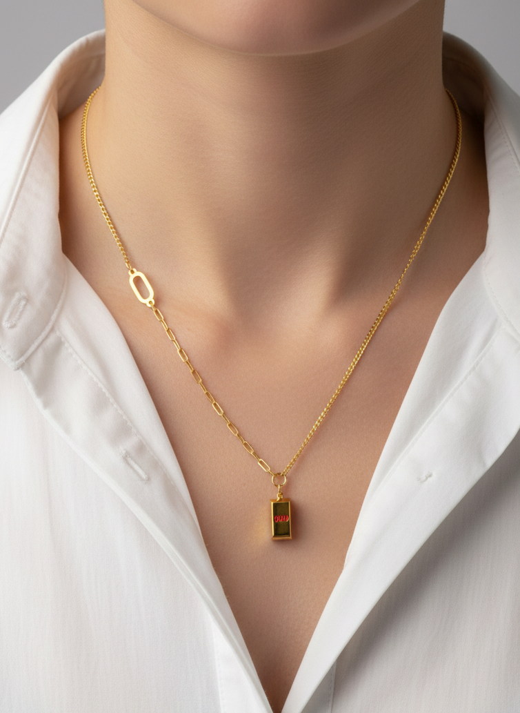 Gold Bar Dual-Link Necklace