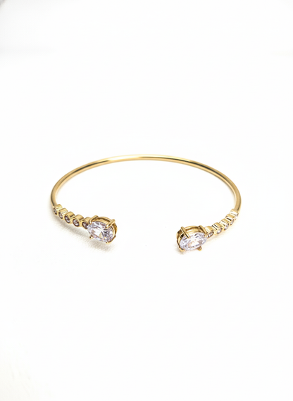 Oval Crystal Open Bangle