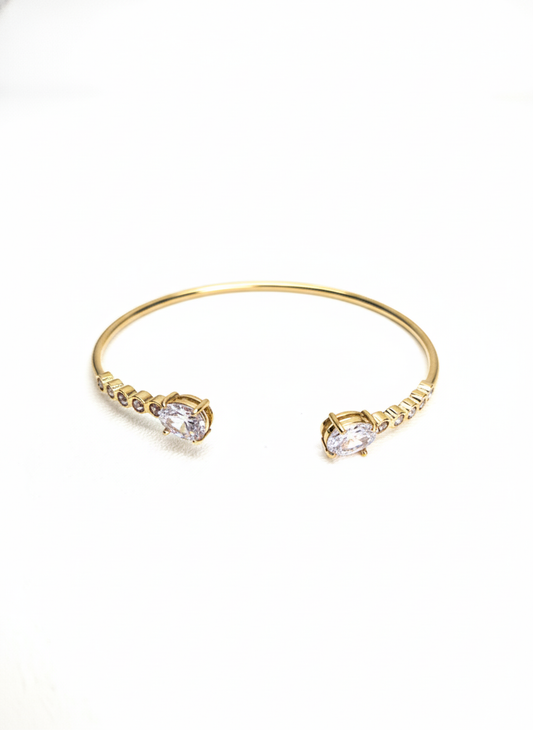 Oval Crystal Open Bangle