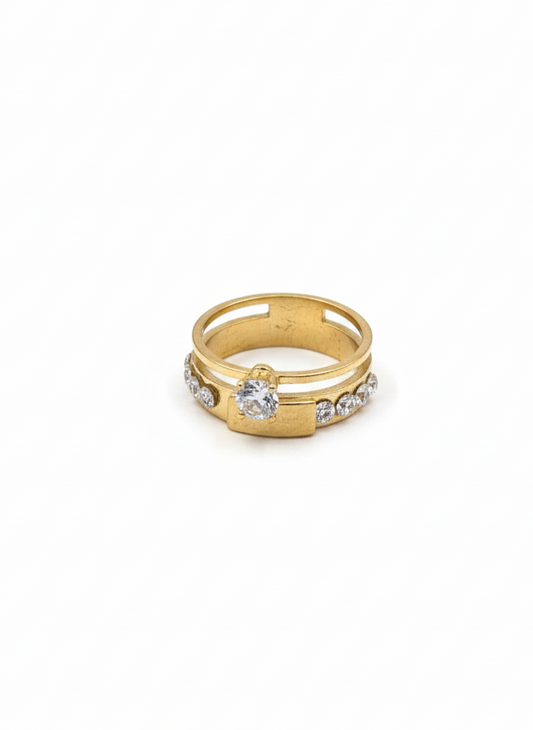 Golden Crystal Band Ring