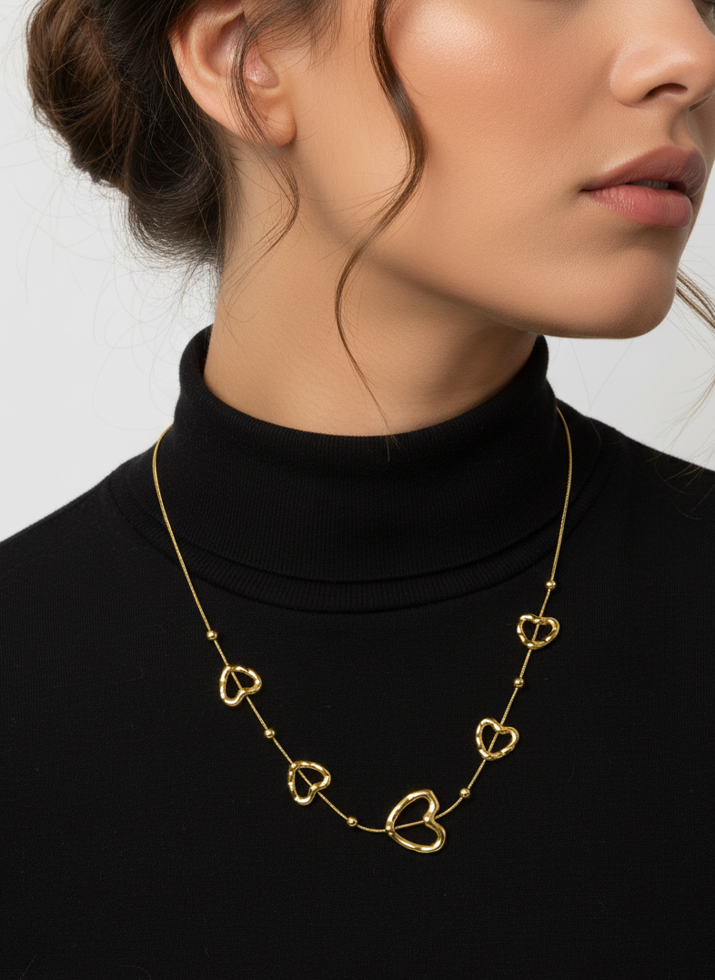 Abstract Open Heart Charm Necklace