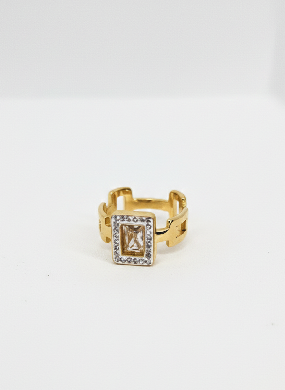 Rectangular Crystal Chain-Link Ring