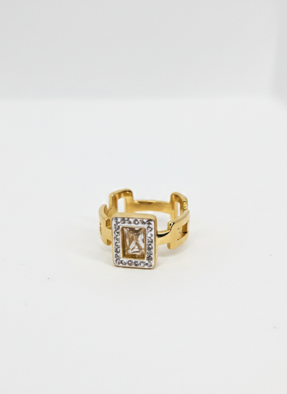 Rectangular Crystal Chain-Link Ring