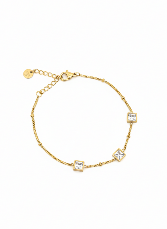 Golden Trio Princess-Cut Bracelet