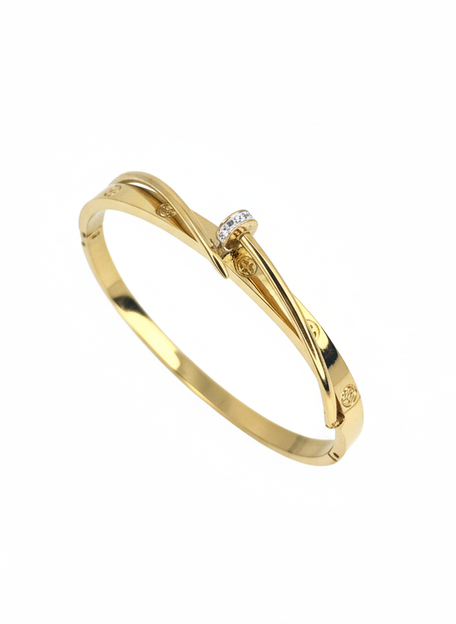 Silver & Gold Eclipse Crystal Bangle