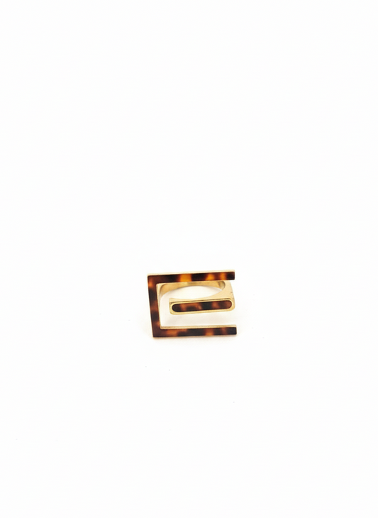 Open Frame Geometric Ring – Gold