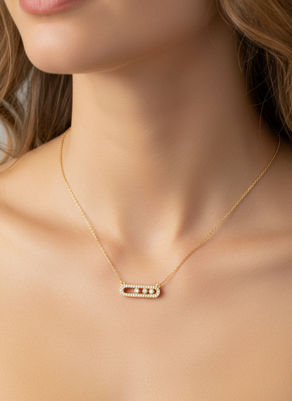 Dainty Triple Stone Bar Necklace