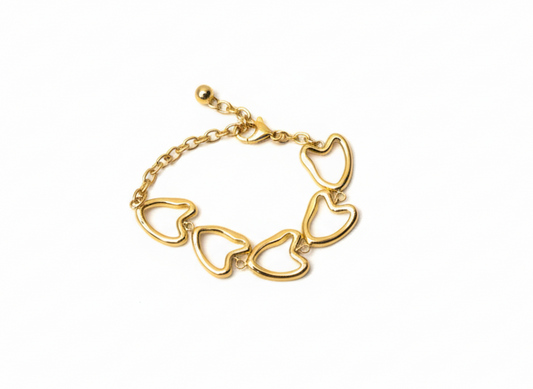 Gold Heart Link Bracelet