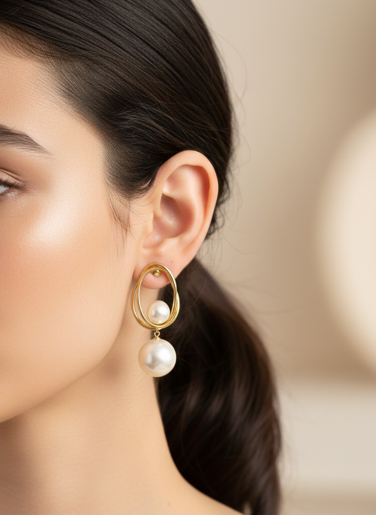 Luminous Orbit Pearl Earrings