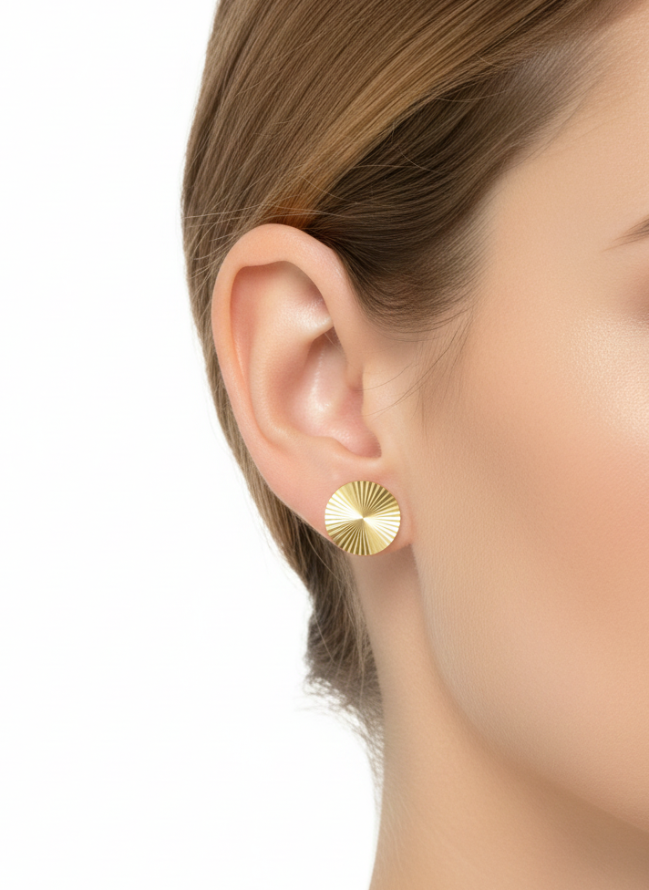 Gold Sunburst Stud Earrings