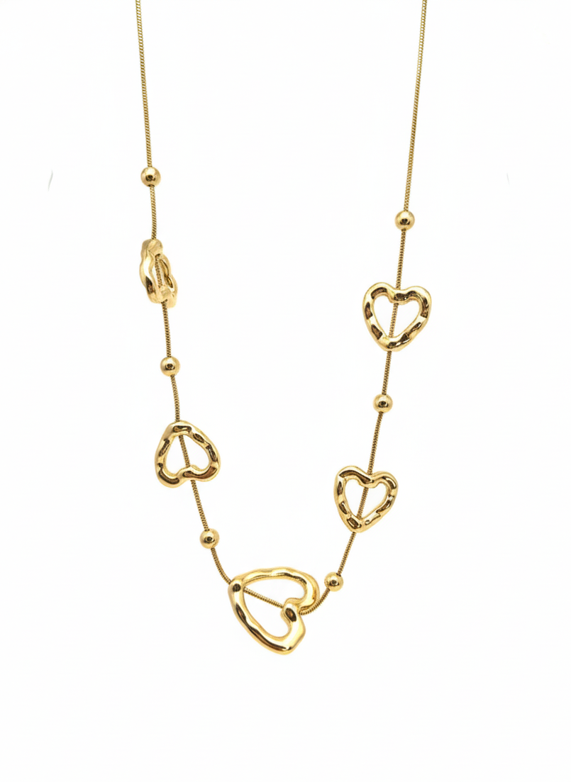 Abstract Open Heart Charm Necklace