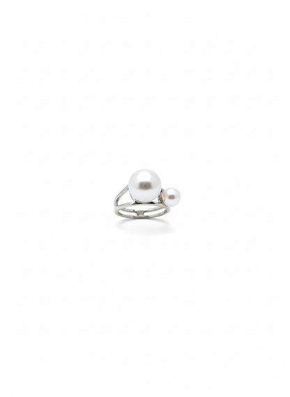 Luna Duo Pearl Silver Ring
