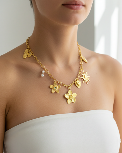 Vintage Inspired Statement Chain with Tropical Charms
