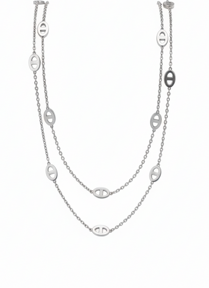 Silver Double-Layer Link Necklace