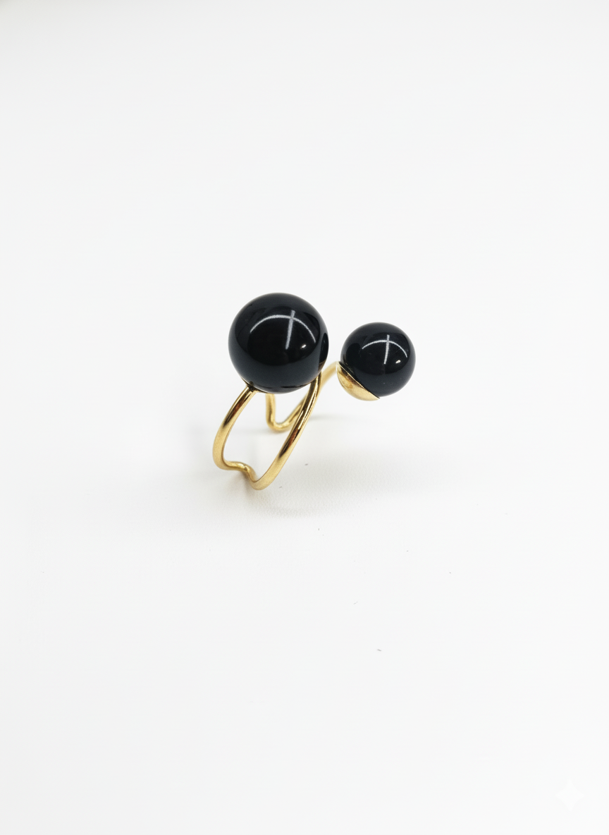 Bold Double Orb Gold Ring