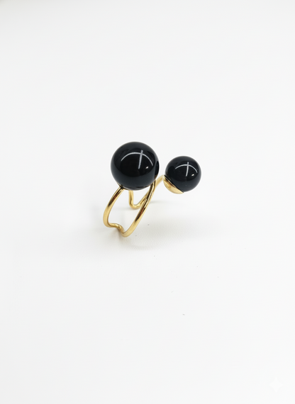 Bold Double Orb Gold Ring
