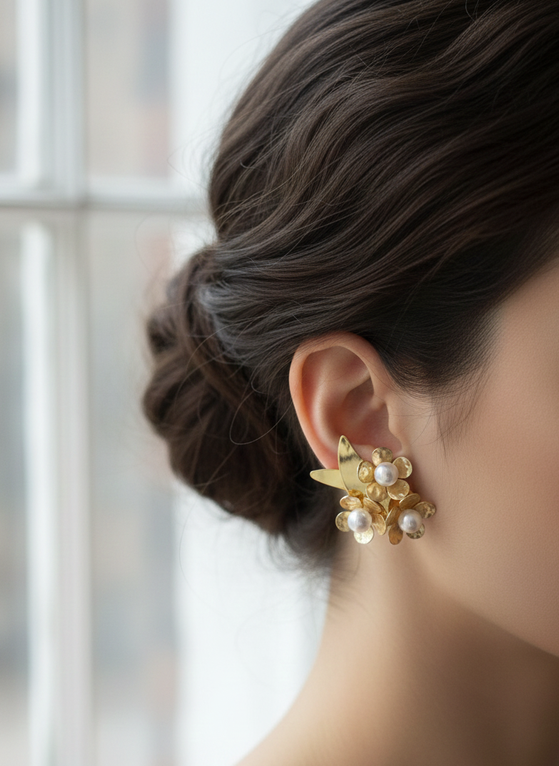 Blossom Pearl Cluster Earrings