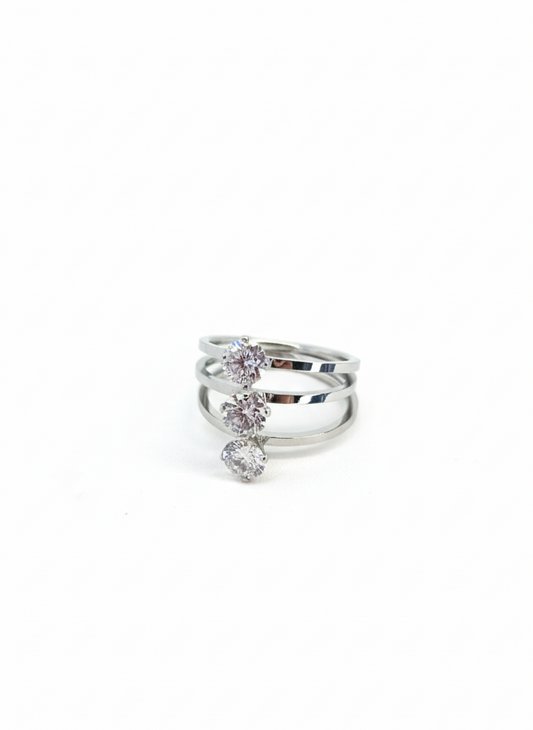 Celeste Trio Crystal Silver Ring