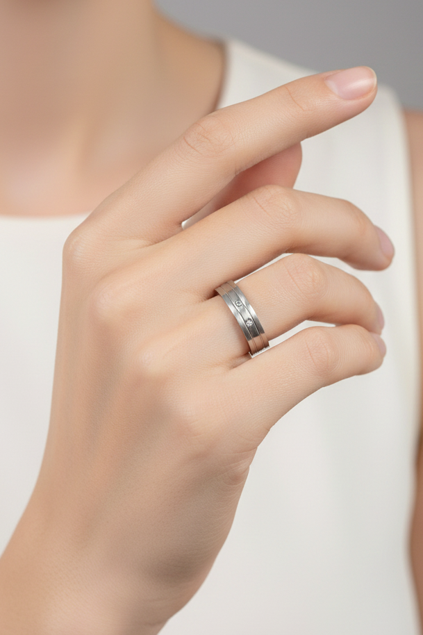 Silver Duo Crystal Band