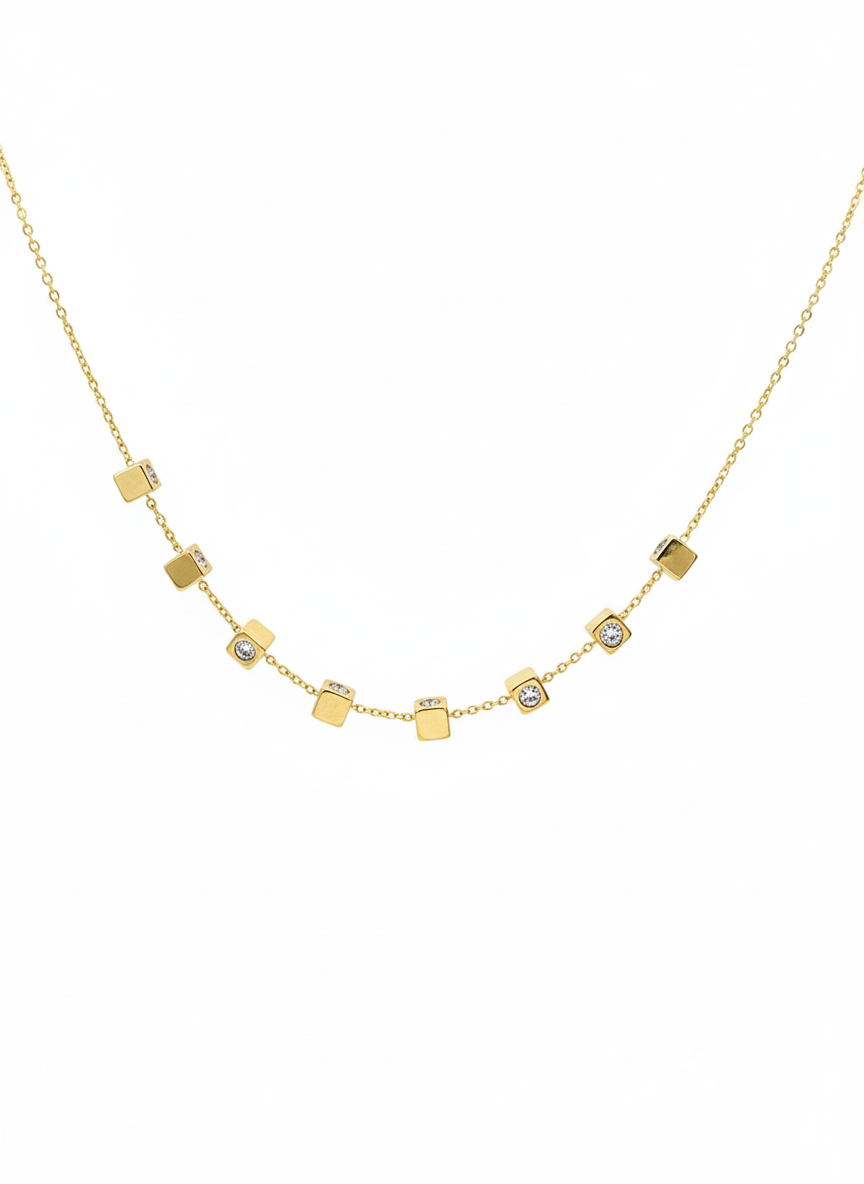 Crystal Cube Station Necklace