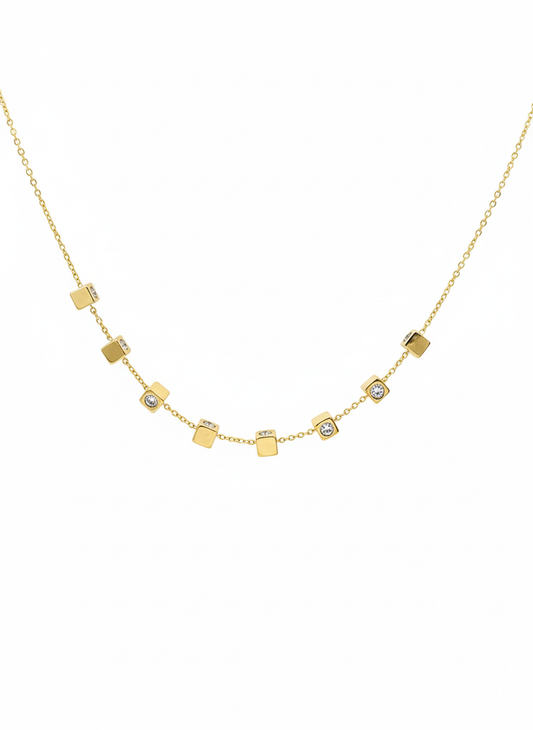 Crystal Cube Station Necklace