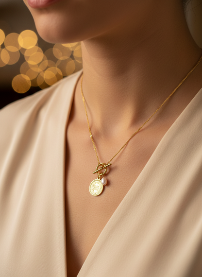 Vintage Peso Charm Necklace