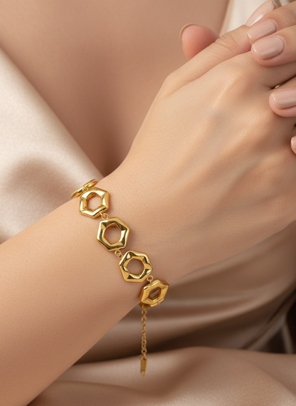 Hexa Glow Gold Bracelet