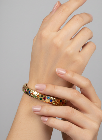 Rainbow Honeycomb Bangle