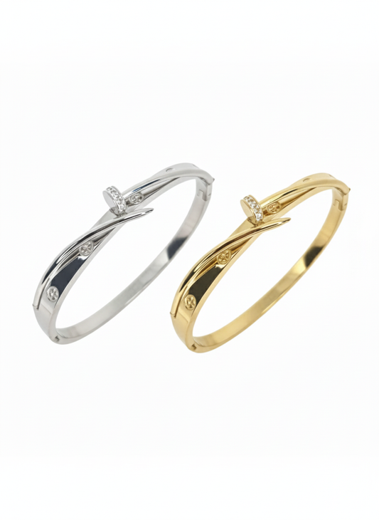 Silver & Gold Eclipse Crystal Bangle