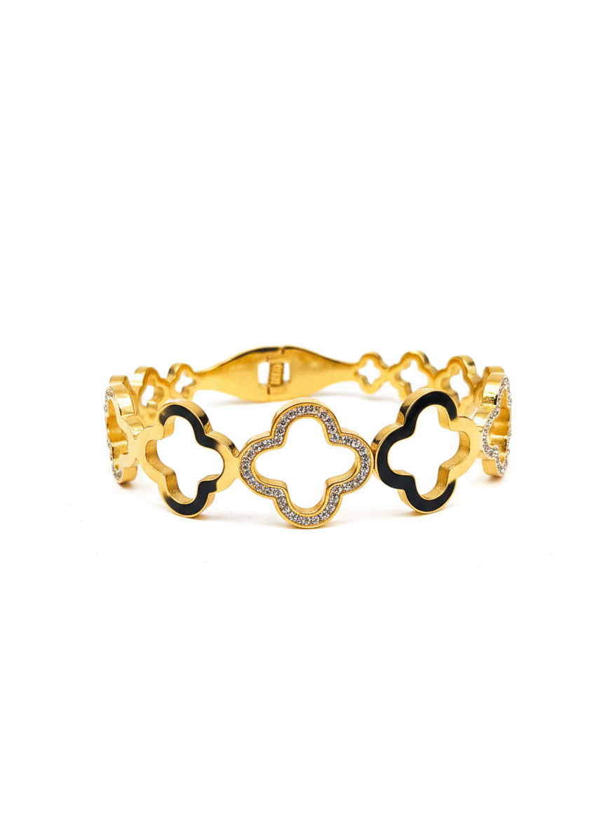 Enamel Clover Cutout Bangle