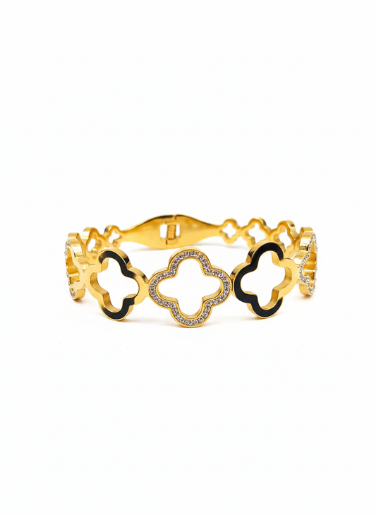 Enamel Clover Cutout Bangle