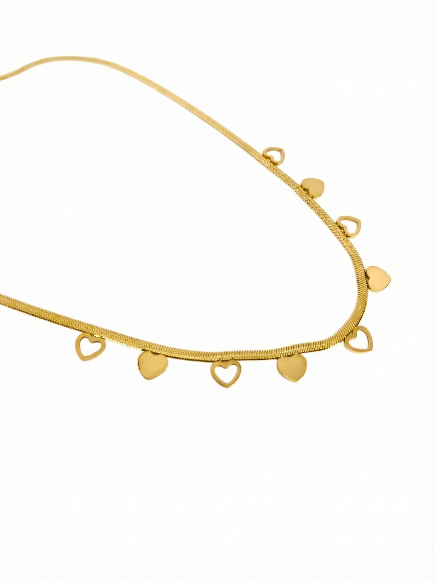 Golden Heart Charm Snake Necklace