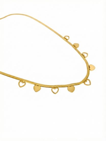 Golden Heart Charm Snake Necklace
