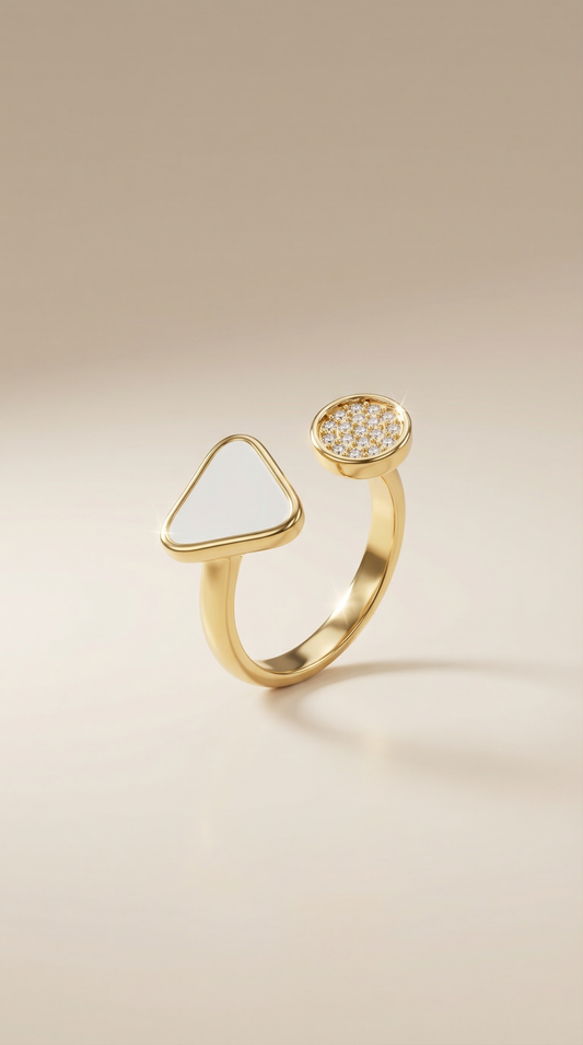 Gold Dual Stone Open Ring