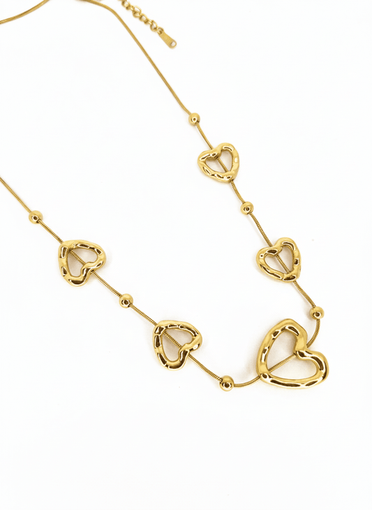 Abstract Open Heart Charm Necklace - ZIORF
